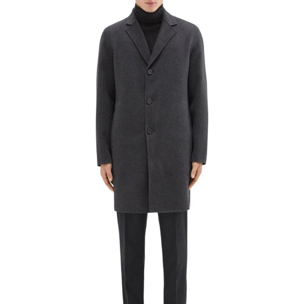 NWT THEORY Wool Cashmere Long Coat Delancey Double Faced Tailored Grey Winter - Picture 16 of 16